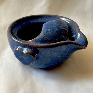 Straining pitcher blue crackle glazed stoneware with large straining holes